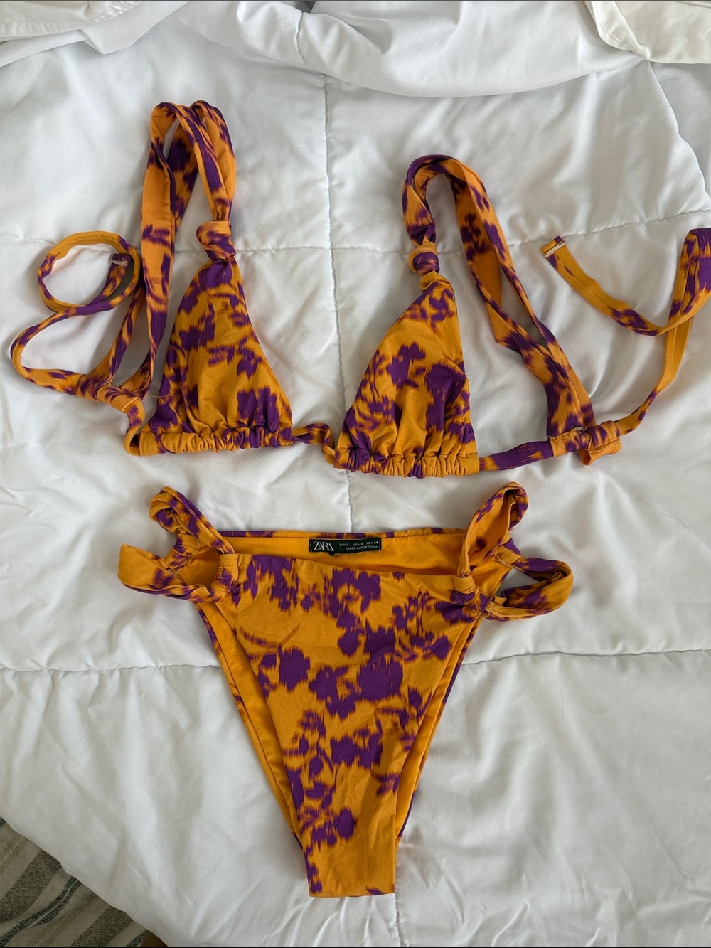 Zara Girls Orange and Purple Tie-Dye Two-Piece Swim Set